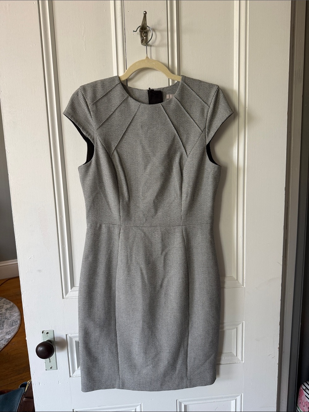 H&M Gray Cap-Sleeve Midi Sheath Dress